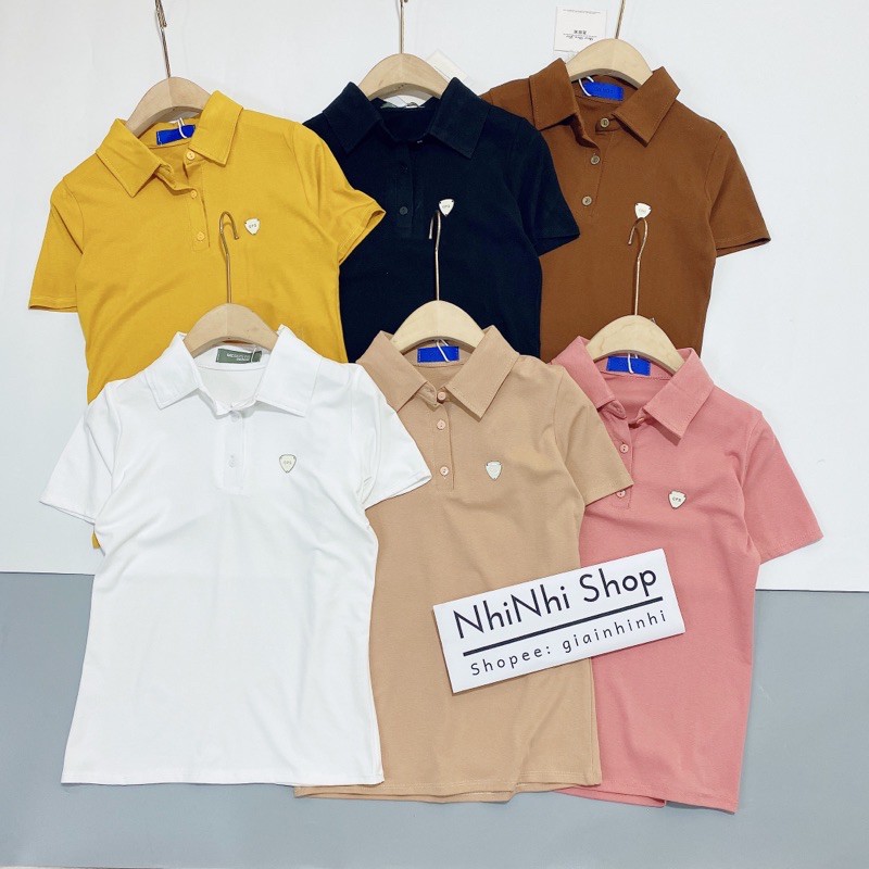 Áo thun cổ bẻ tay cộc, Áo phông trơn tag ngực ngắn tay vải cotton co giãn CS1712 - NhiNhi Shop | BigBuy360 - bigbuy360.vn