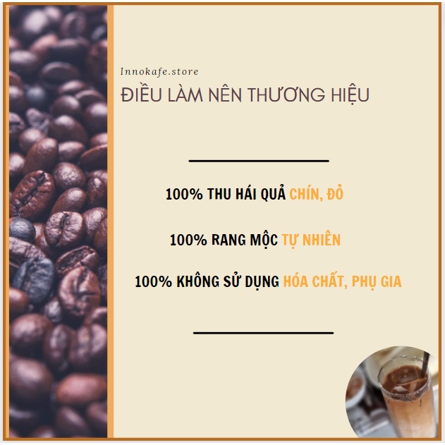 Cà phê nguyên chất Arabica và Robusta rang mộc dùng pha phin truyền thống, cafe nguyên chất pha phin INNOKAFE, 500g