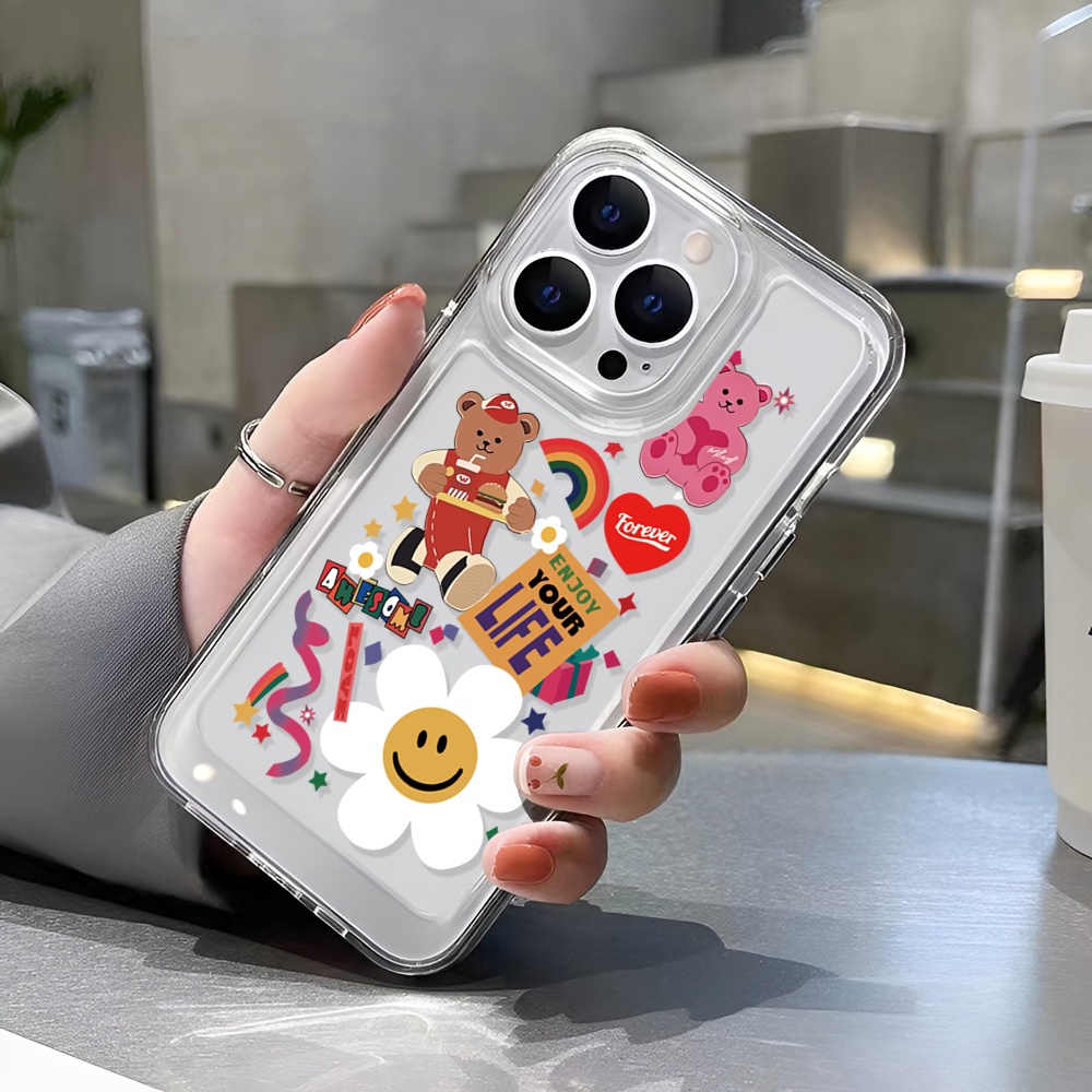 Ốp Điện Thoại Trong Suốt Hình Hoa Mặt Cười Cho iphone 14ProMax 14Plus 13 11 12 7Plus X XR