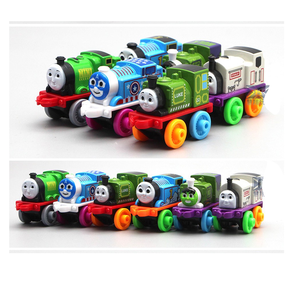 Bộ xe tàu hỏa thomas mini đồ chơi trẻ em xe bằng kim loại gồm 6 xe