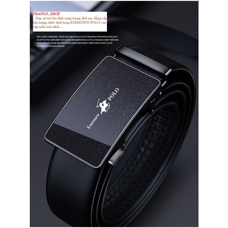 Thắt Lưng Da Bò Nam Cao Cấp EMRENEW POLO 2 Lớp Full Hộp Đựng Bảo Hành 12 Tháng