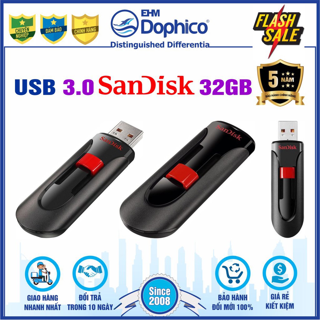 USB 3.0 SanDisk 32GB – CHÍNH HÃNG – Bảo hành 5 năm – 1 đổi 1