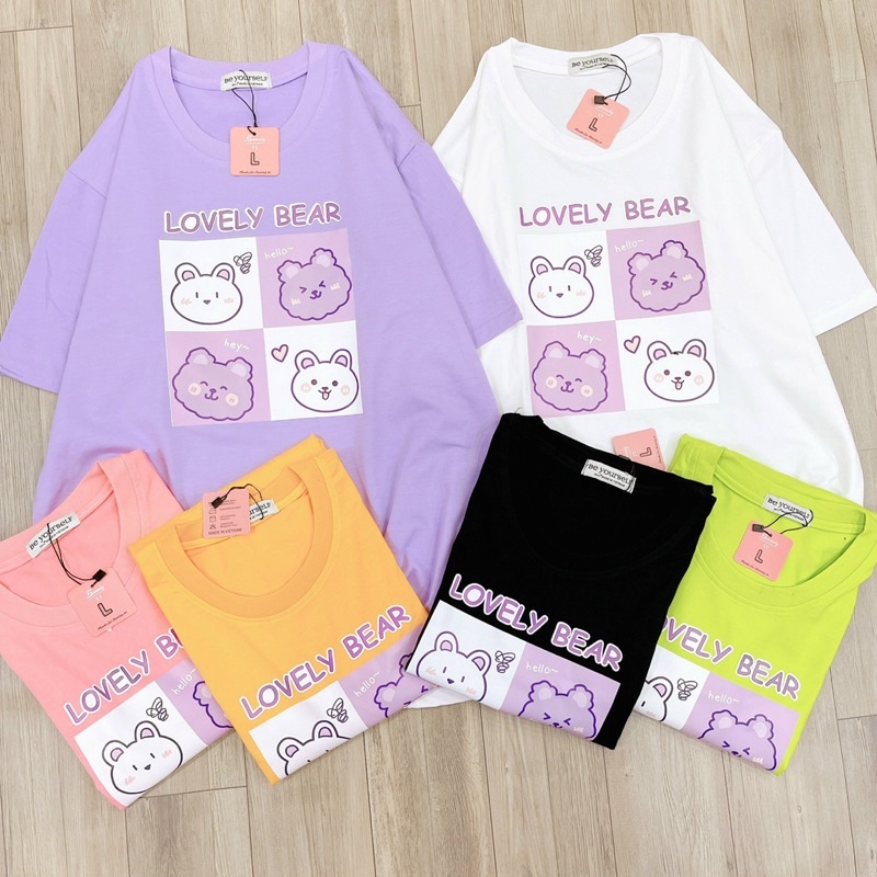 Áo Thun PHÔNG NAM NỮ UNISEX in GẤU LOVELY BEAR CUTE DỄ THƯƠNG - Hình chụp thật