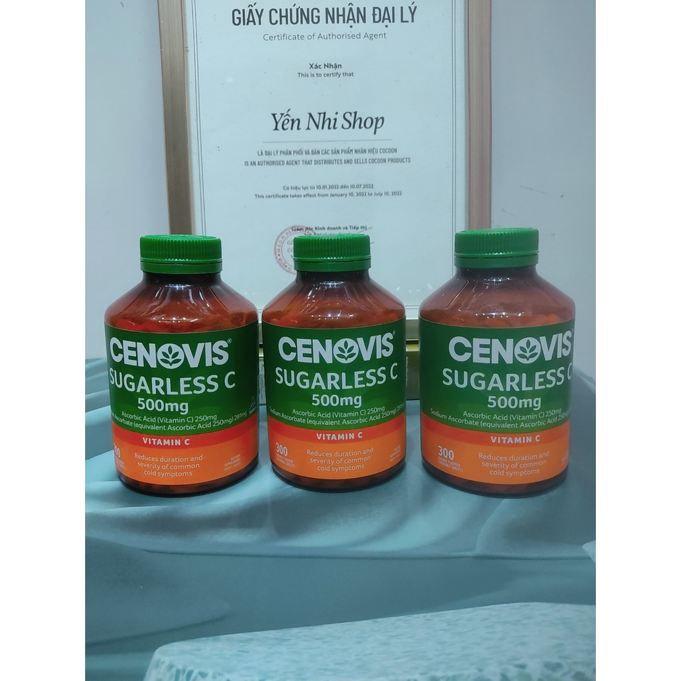 Viên Bổ Sung Đề Kháng Vitamin C CENOVIS 500mg Australia Hộp 300 viên