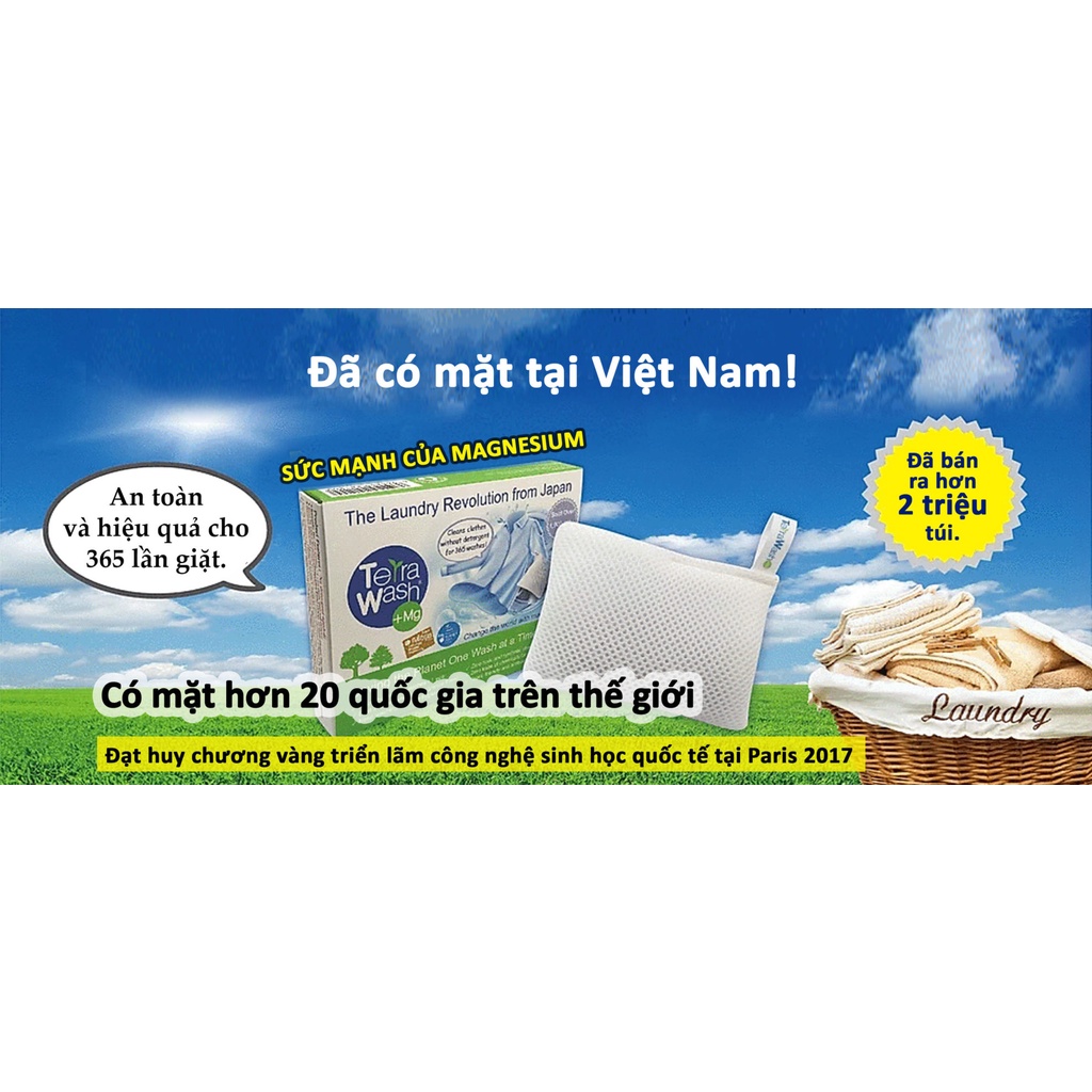 Túi Giặt Quần Áo Thông Minh Magie Terra Wash +Mg 125g Sử Dụng Được 365 Lần Giặt Mỗi Lần 8kg Quần Áo.