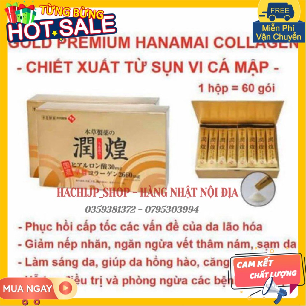 Hộp 60g Collagen-SụnViCáMập Hanamai Collagen Gold Premium Nhật