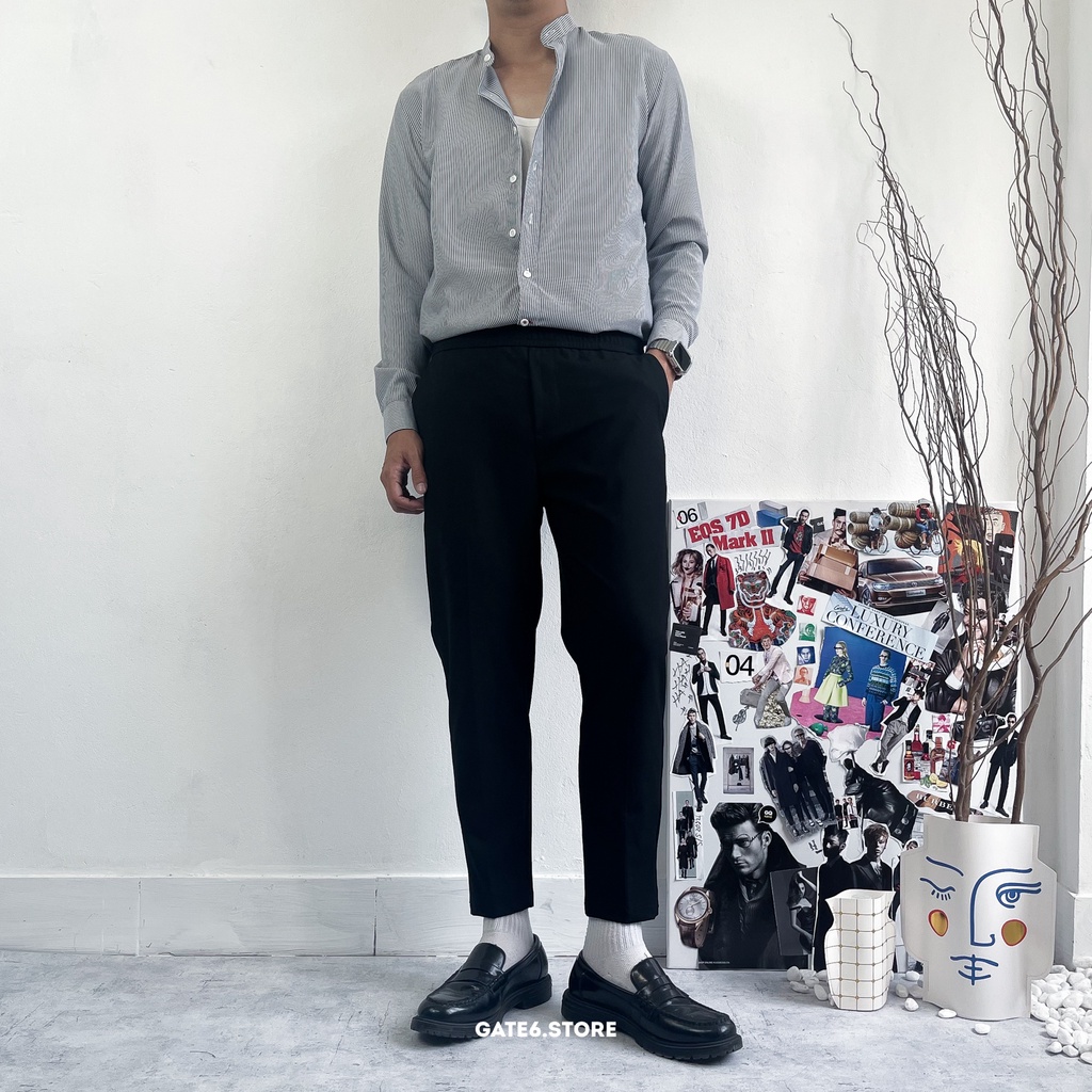 Quần âu Nam GATE6 form regular, quần ống đứng công sở dáng cropped thun lưng co giãn - Dressy - #G0012