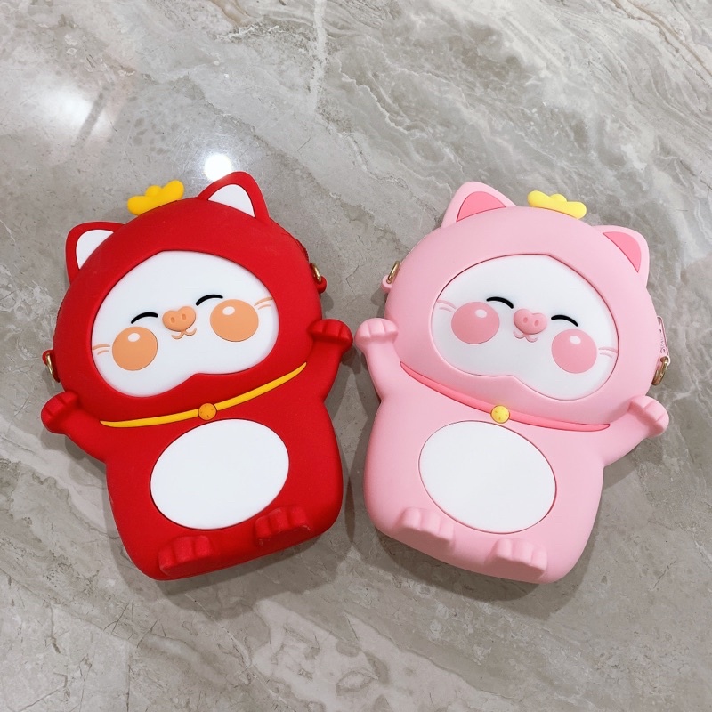 Túi Đeo Chéo Bằng Silicon HELLO KITTY Xinh Xắn Cho Mẹ & Bé Gái