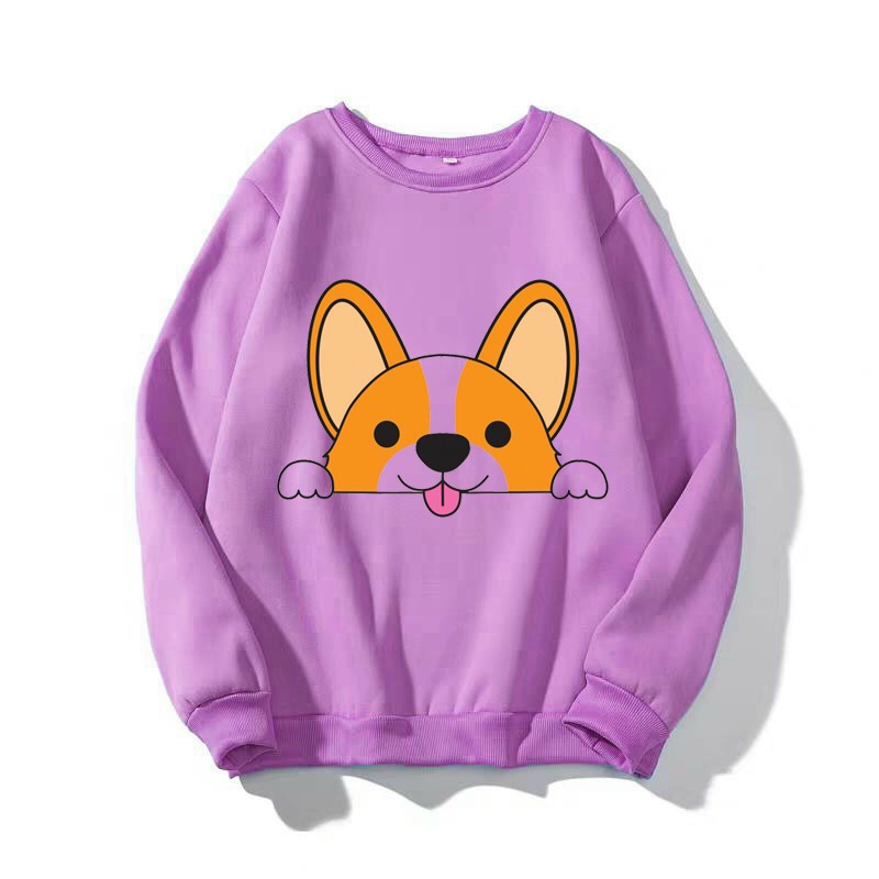 ÁO SWEATER NỈ UNISEX IN HÌNH MẶT CÚN SIÊU DỄ THƯƠNG