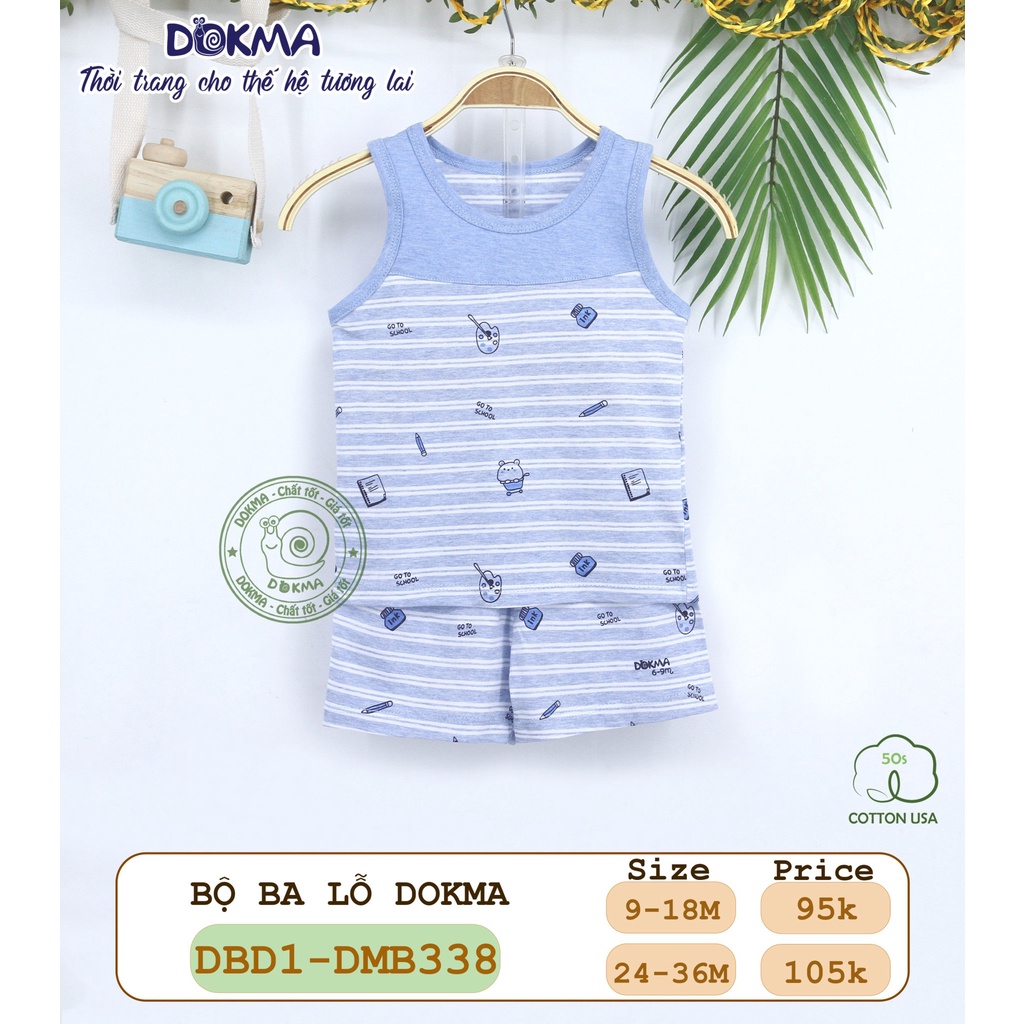 [CHÍNH HÃNG] Bộ quần áo ba lỗ quần đùi hoạ tiết trẻ em DMB338 Dokma