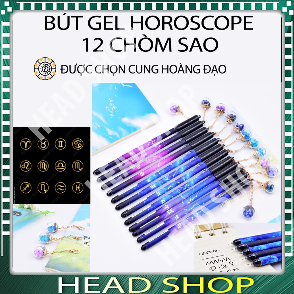 BÚT GEL NƯỚC 12 CUNG HOÀNG ĐẠO, BÚT 12 CHÒM SAO HOROSCOPE HEAD SHOP