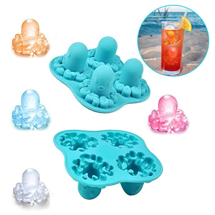 Khuôn Silicone Làm Đá Hình Bạch Tuộc 3D