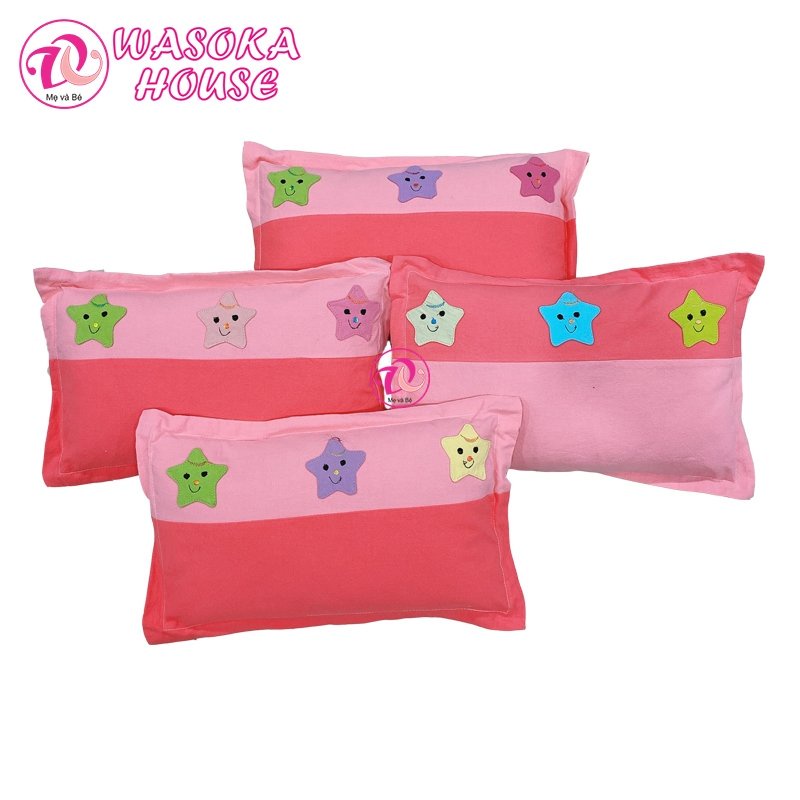 Gối ngủ cho bé, vải Cotton cara mềm mại thoáng mát, thấm hút tốt, nhiều màu sắc họa tiết đắp hình dễ thương