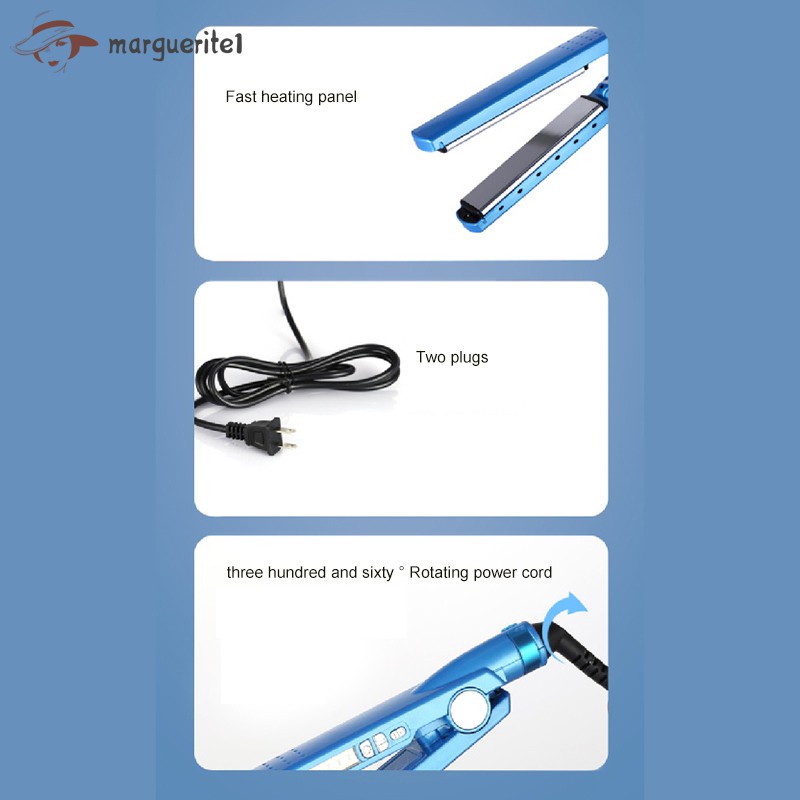 Hair Straightener Straight & Curly Dual Uses Ceramic Tourmaline Ionic Flat Iron Curler Fast Heating for Wet & Dry Hair