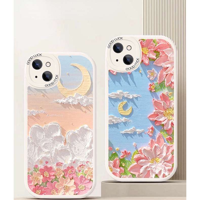 Ốp Điện Thoại Họa Tiết Hoa / Đám Mây / Mặt Trăng Cho iPhone 12 13 11 Pro Max X Xs Max Xr Fsd8