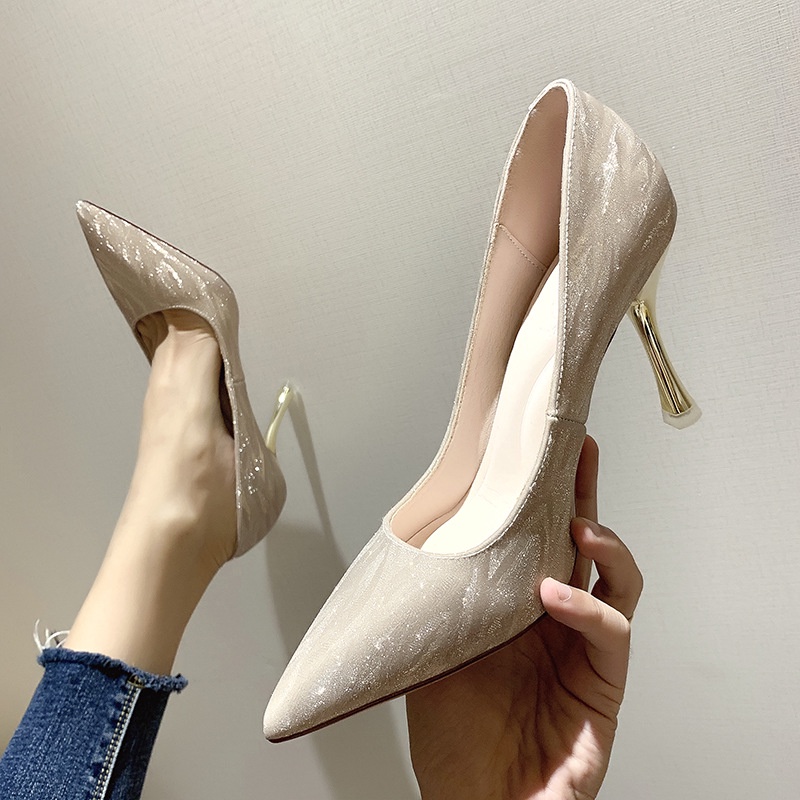 [SKM] Giày nữ Thời Trang Vàng Bạc giày Cưới giày Cao Gót Giày Phụ Nữ 21127