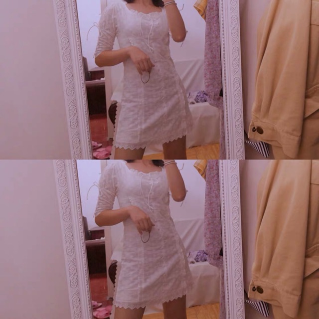 Đầm tiểu thư cổ vuông_ đầm body trắng dự tiệc sang trọng | BigBuy360 - bigbuy360.vn