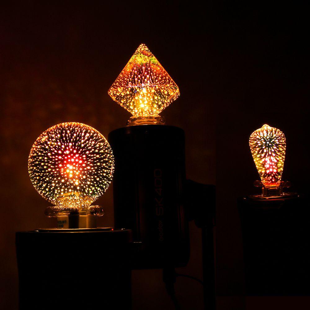 Bóng Đèn E27 Pháo Hoa 3D Nhiều Màu Giá Đỡ
