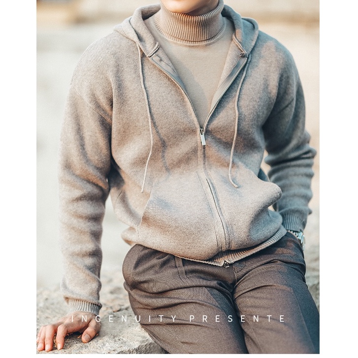 Áo Hoodie Lụa Dệt Kim H3, Khoá Zip Mùa Đông Ấm Áp