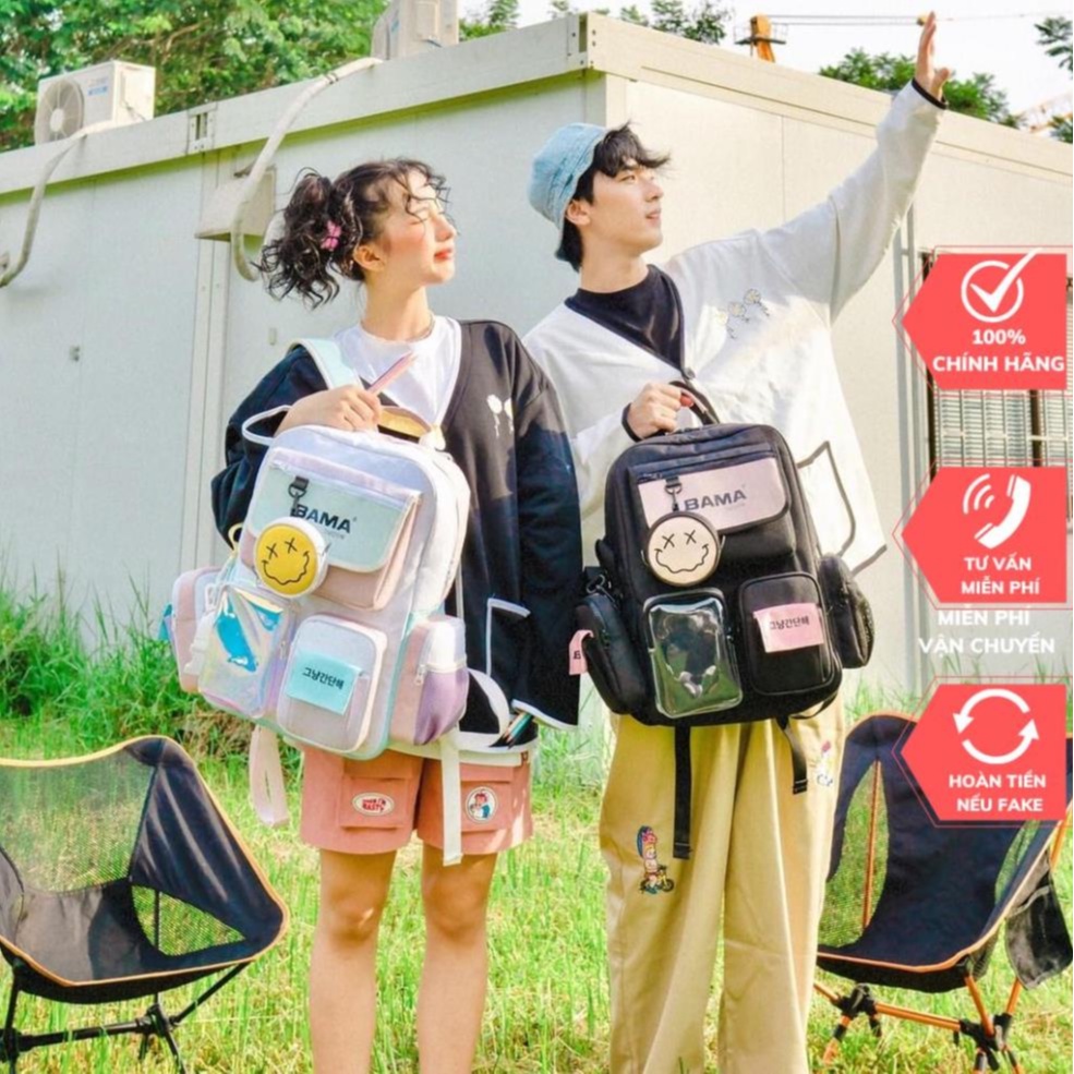Balo đi học Bama Backpack kèm túi tròn mini hàng đẹp