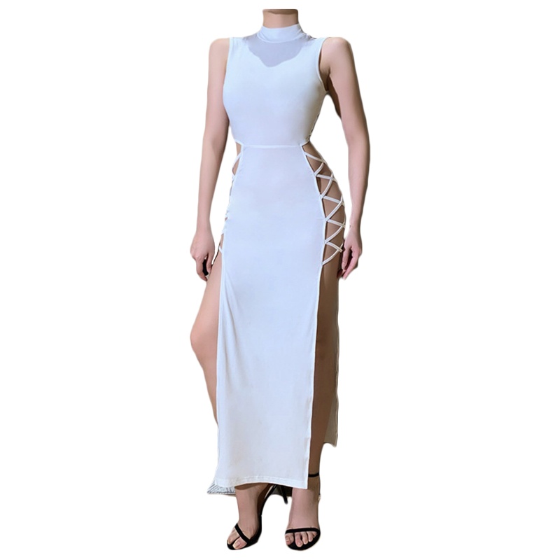 Đầm Maxi Sát Nách Cổ Lọ Thiết Kế Xẻ Tà Thời Trang Quyến Rũ Cho Nữ