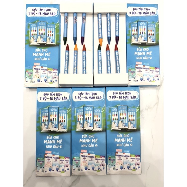 BỘ BÚT SÁP MÀU 6 CÂY NESTLE GẤU MỚI ĐỒNG HÀNH CÙNG BÉ YÊU