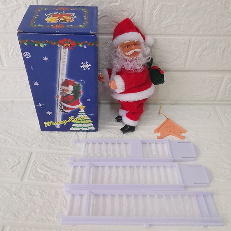 Búp Bê Hình Ông Già Noel Đang Leo Thang Trang Trí Giáng Sinh
