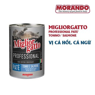 Pate morando cho mèo vị cá hồi, cá ngừ dạng lon 400g