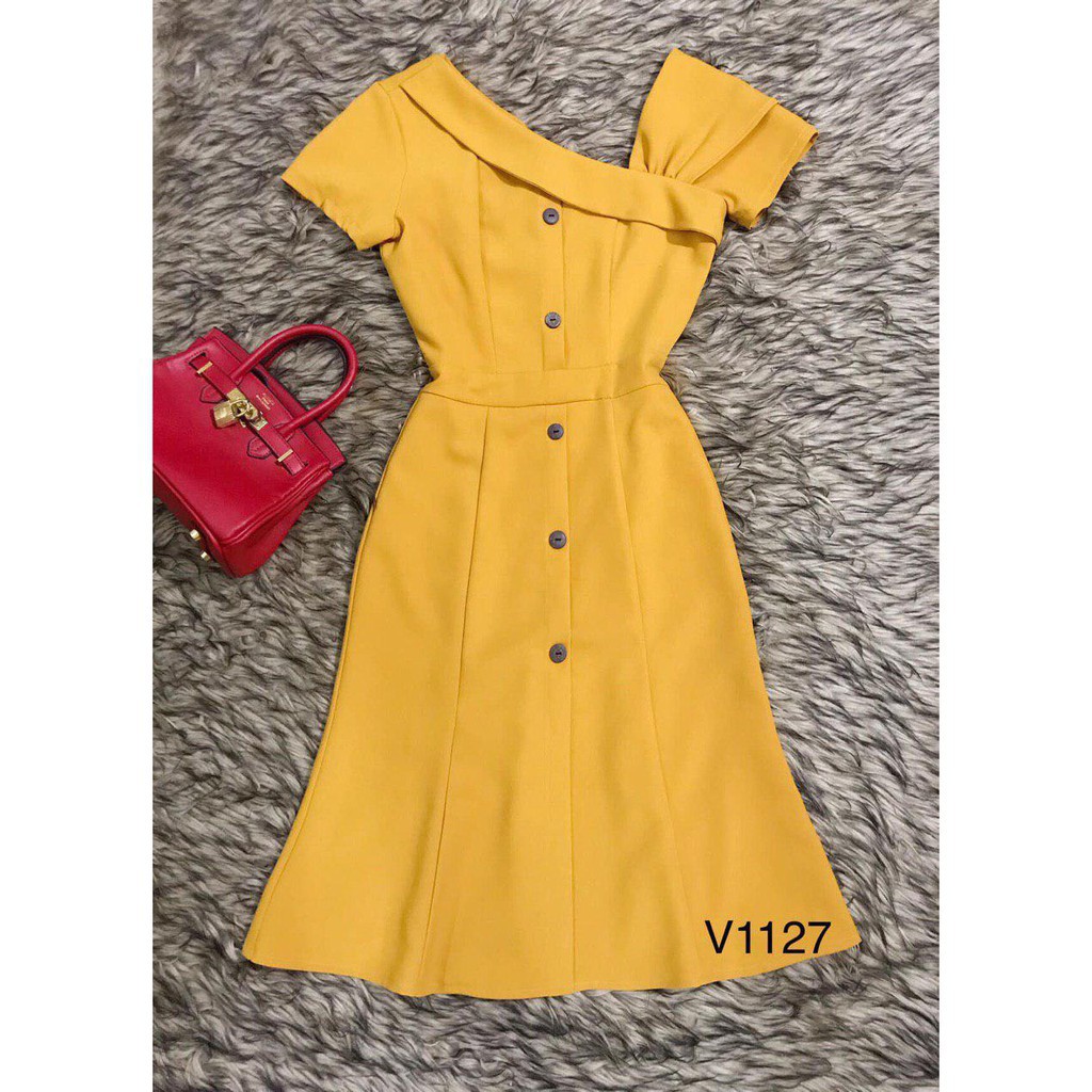 [ xả kho ] MiD Đầm vàng sơmi quý phái V1127 Mie Design {ảnh thật shop tự chụp}