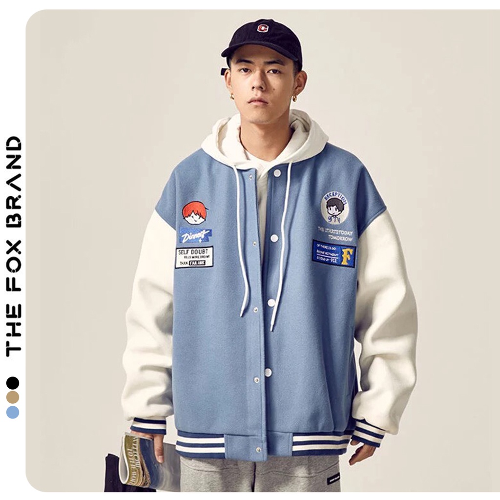 Áo khoác bomber chất nỉ bông form rộng dáng unisex in hình dinner phong cách ulzzang THE FOX