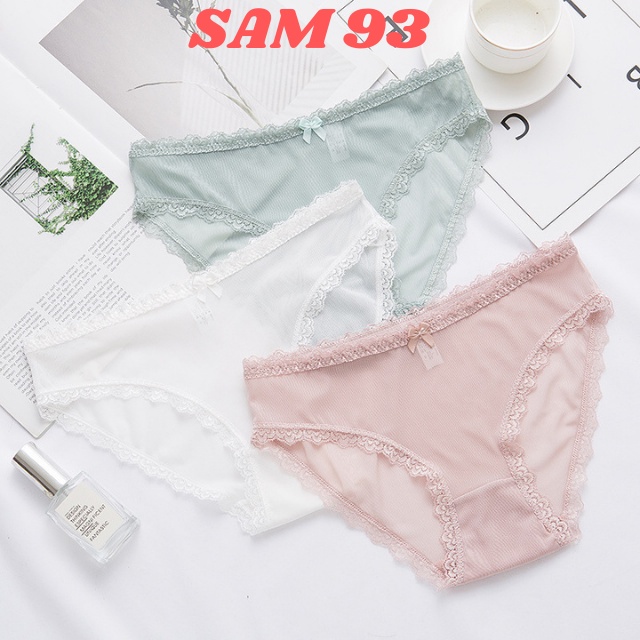 Quần Lót Nữ Ren Sexy Ôm Dáng Đính Nơ Quyến Rũ, Gợi Cảm 💖FREESHIP💖 Quần chip Ren Cao Cấp Nhiều Màu Dễ Thương - SAM93 Q22