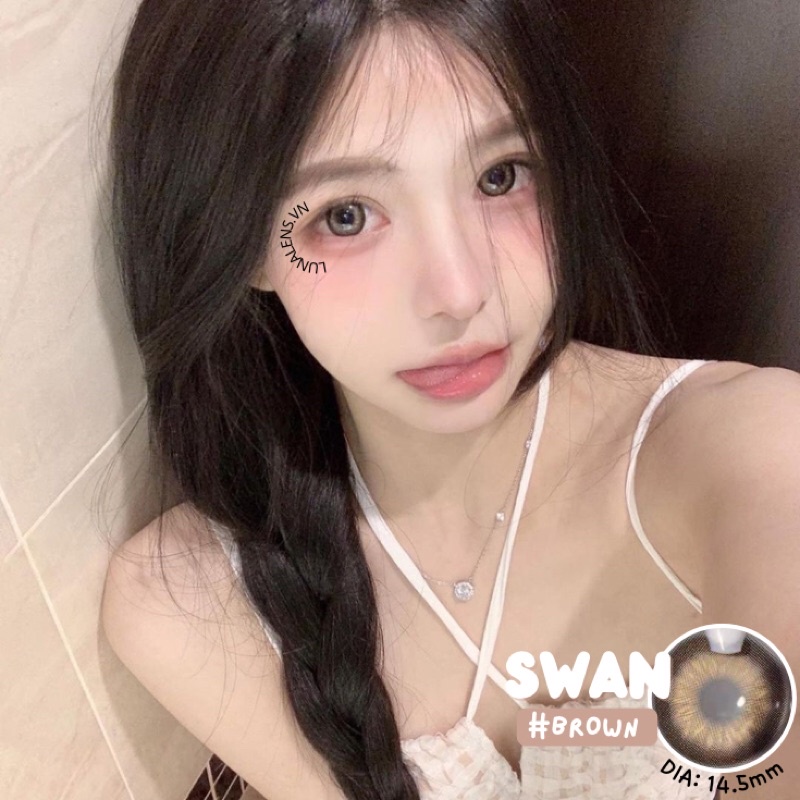 MỘT ĐÔI KÍNH ÁP TRÒNG MÀU NÂU SWAN BROWN SIÊU ÊM SIÊU MỀM NỘI ĐỊA TRUNG QUỐC - LENS CÓ ĐỘ CẬN