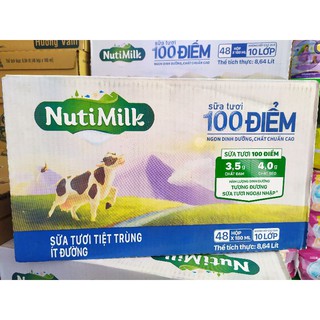 Sữa tiệt trùng NutiFood 180ml thùng 48 hộp