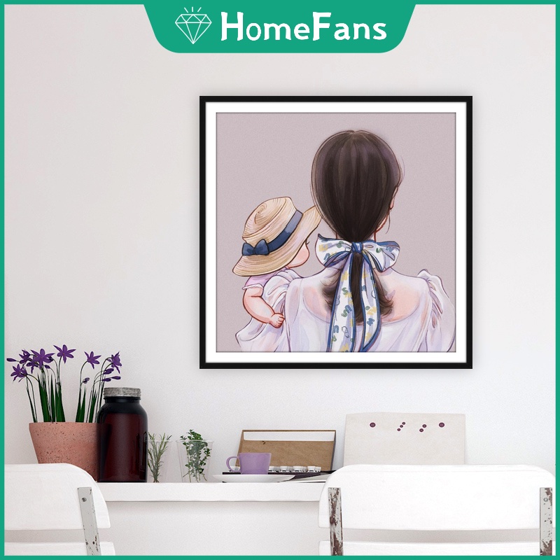 Bộ Tranh Đính Đá 5D Tự Làm 40x40cm/50x50cm Hình Cặp Đôi Trang Trí Nhà Cửa