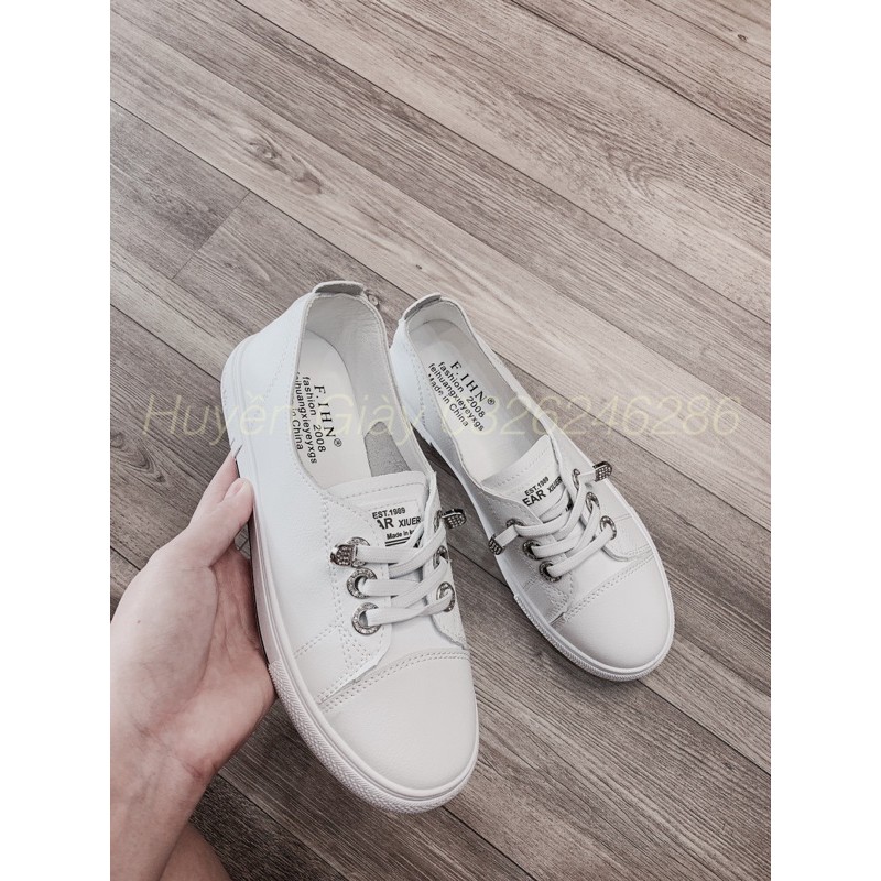 Giày Nữ Trắng Viền Lỗ Đính Đá | BigBuy360 - bigbuy360.vn