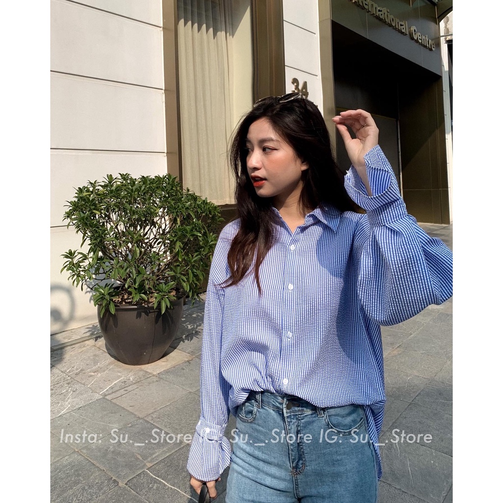 [Mã FAMARAL1 giảm 10K đơn 50K] Áo sơ mi kẻ tay đai cài cúc A2224 SUSTORE