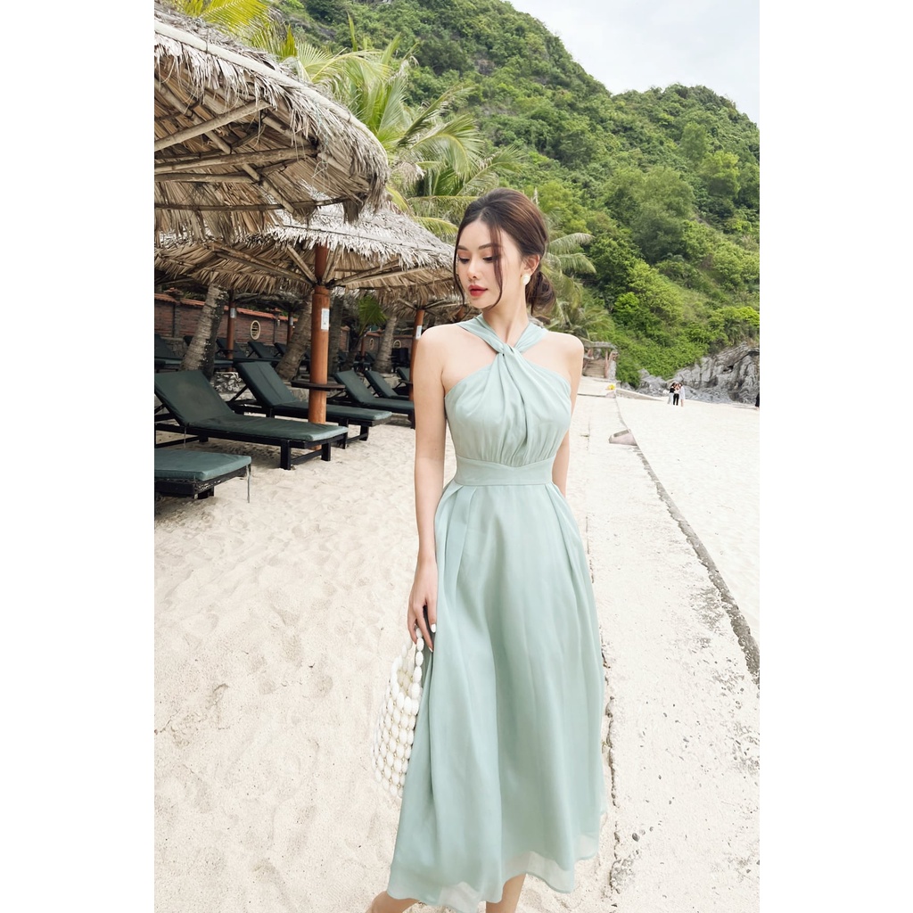 Váy cổ yếm xoắn TIINSTORE V0T537