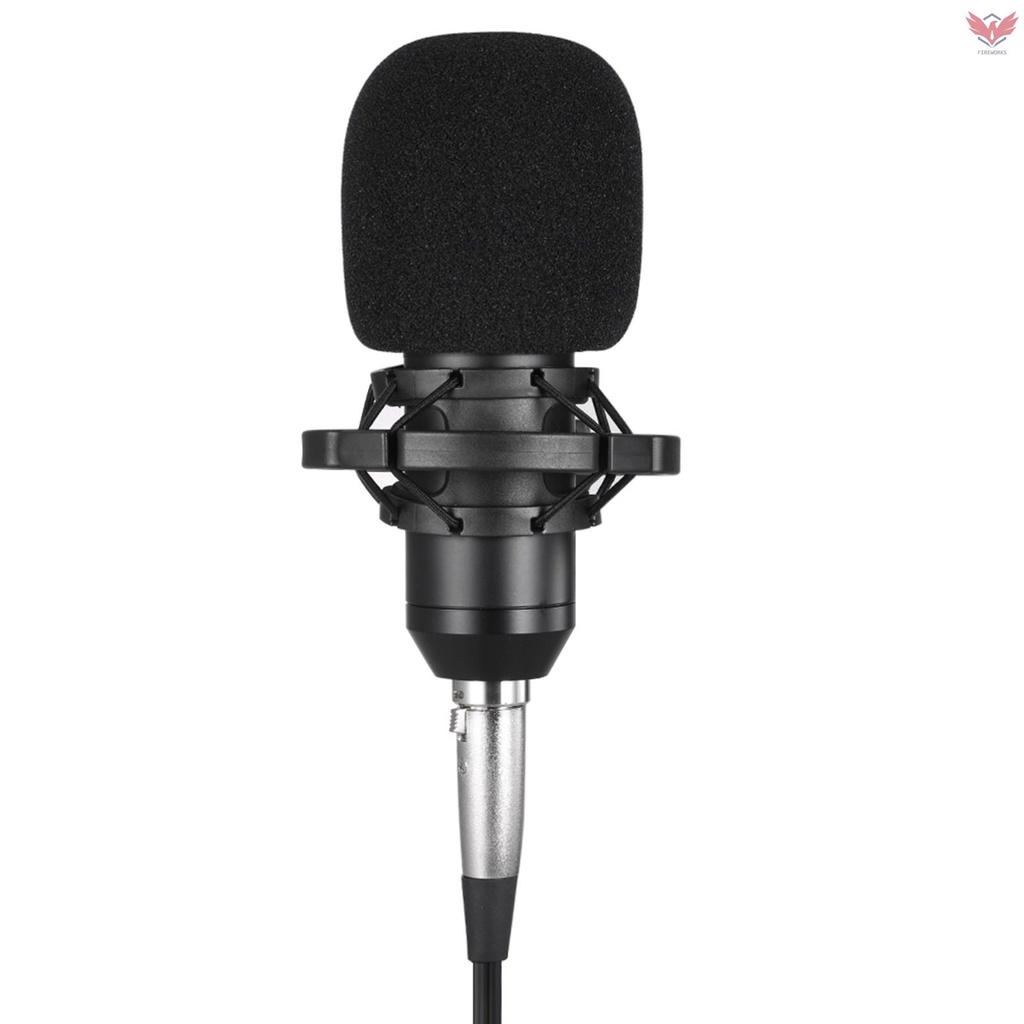 Fiok BM800 Condenser Microphone Studio Sound Recording Broadcasting with Shock Mount 3.5mm Audio Cable Sponge Microphone