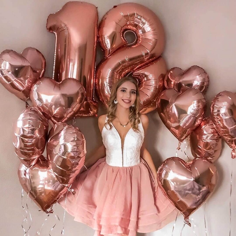 Bong Bóng Nhôm Hình Trái Tim 18 inch Trang Trí Tiệc &amp; Sự Kiện