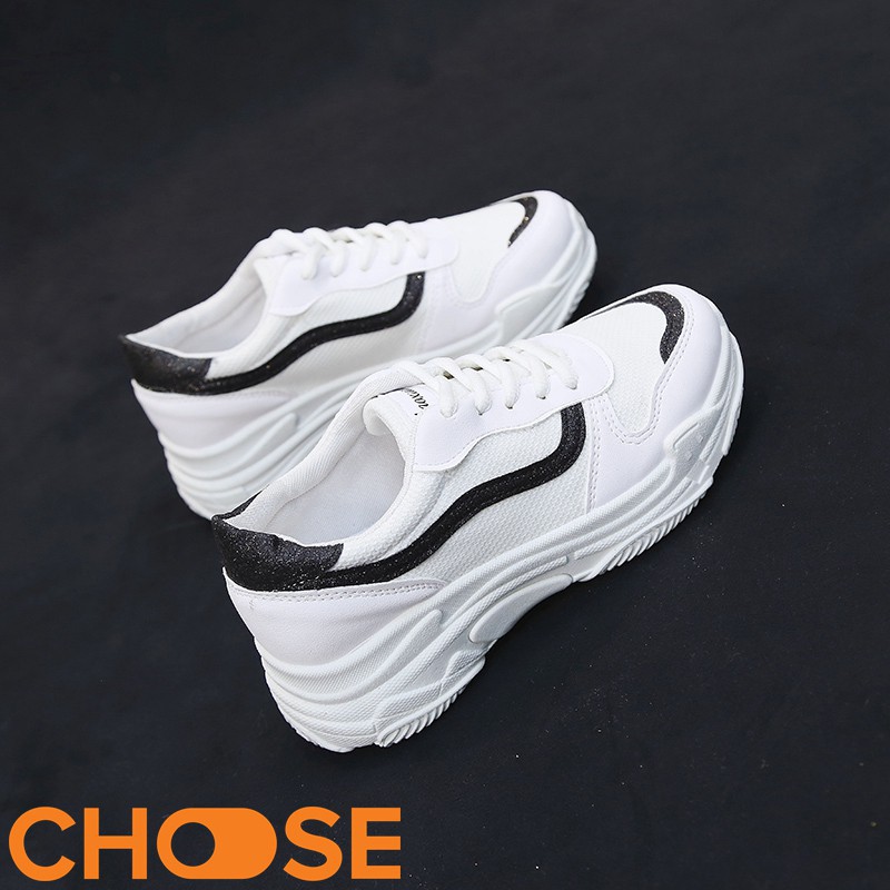 Giày Nữ Sneaker Choose Độn Đế Màu Trắng Mẫu Mới Mùa Hè Phối Viền Phong Cách Mới G29K7 | BigBuy360 - bigbuy360.vn