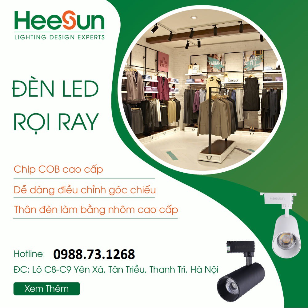 ĐÈN LED RỌI RAY 7w,12w,20w,30w vỏ trắng HeeSun Việt Nam