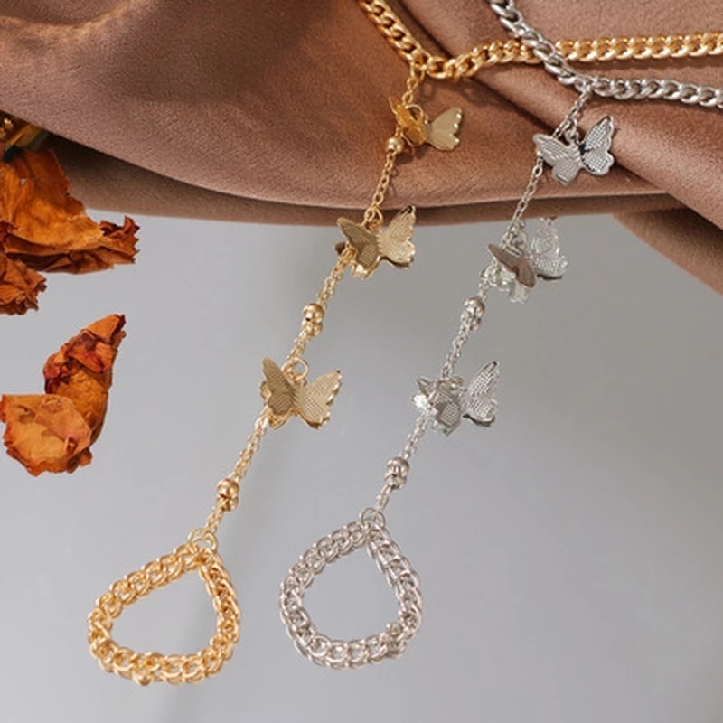 Vòng tay phối nhẫn hình bướm phong cách Bohemian cổ điển thời trang cho nữ