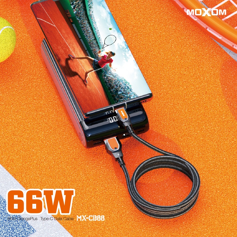 Dây sạc Type-C chính hãng MOXOM CB88 5A 66W, hỗ trợ sạc QC 4.0, VOOC, QC 3.0 dùng cho Samsung Oppo Xiaomi Redmi , dài 1m