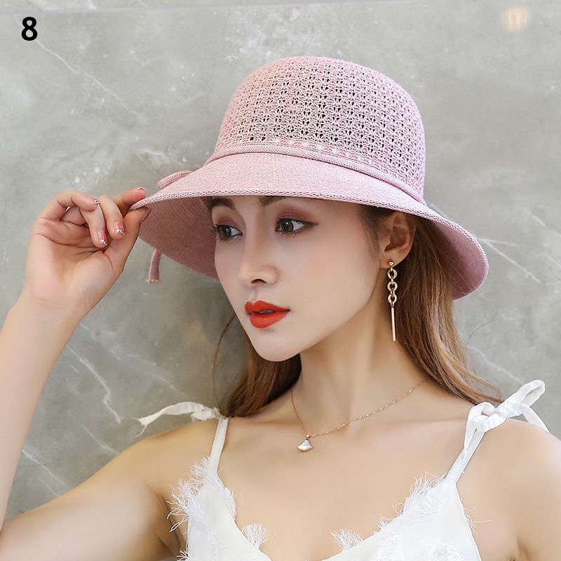 Nón Cối Rộng Vành Phối Nơ Thời Trang Cho Nữ