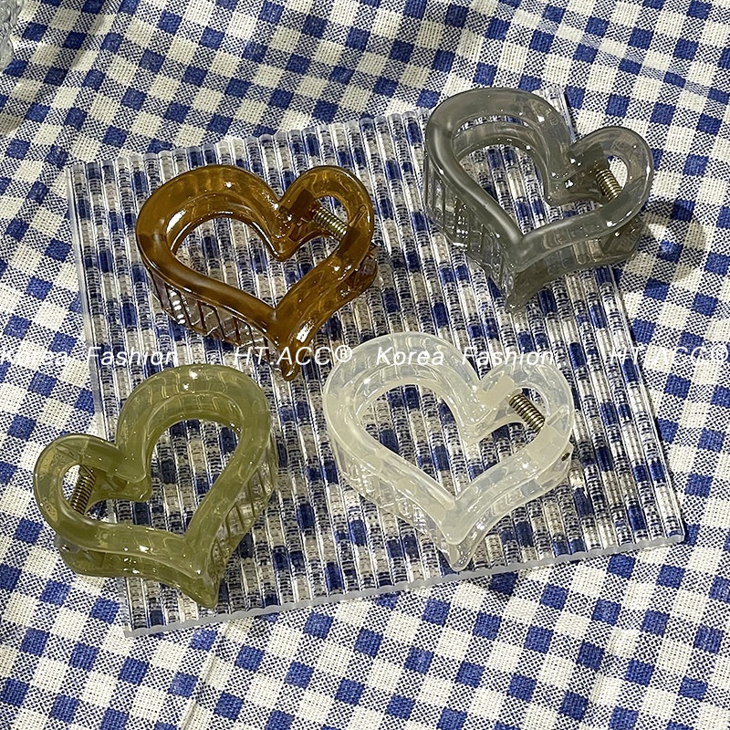 Kẹp Tóc Hình Trái Tim Màu Thạch Phong Cách Hàn Quốc Dễ Thương Dành Cho Tuổi Teen girl