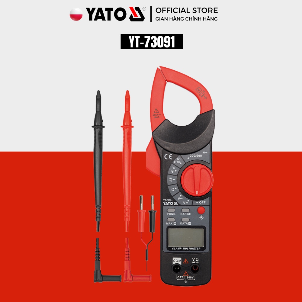 Ampe Kìm Dòng YATO YT-73091 Đồng Hồ Đo Đện Vạn Năng Điện Tử Kẹp Dòng Đo Tụ,Tần Số, Nhiệt Độ