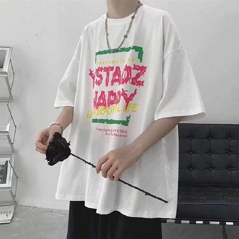 Áo Thun Dáng Rộng In Chữ Phong Cách Hip Hop Đường Phố Cho Nam Nữ Cỡ M-8XL