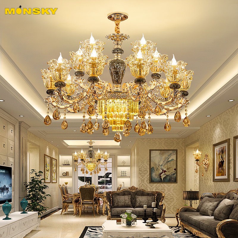Đèn chùm MONSKY WESSO 15 tay hiện đại trang trí nhà cửa sang trọng - kèm bóng LED chuyên dụng.