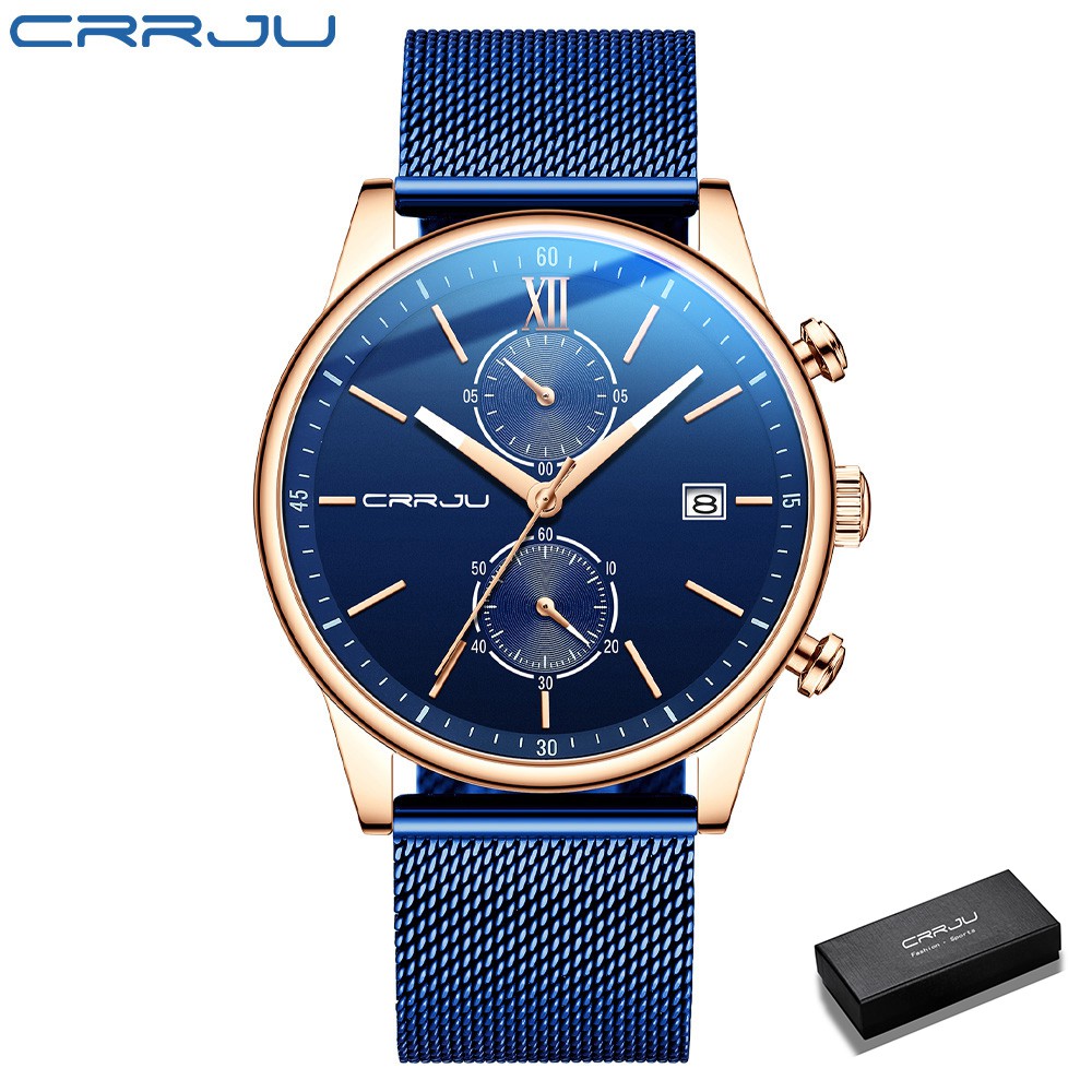 Đồng Hồ Đeo Tay Nam CRRJU 2291 Máy Thạch Anh Thời Trang Thể Thao Bấm Giờ Đa Năng Thép Không Gỉ Sang Trọng Chống Nước