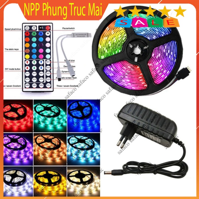[Có Sẵn] Đèn Led Tiktok 5m 5050RGB Mix DIY Trên 50 Màu Trang Trí Phòng Ngủ Nháy Theo Nhạc Sử Dụng App